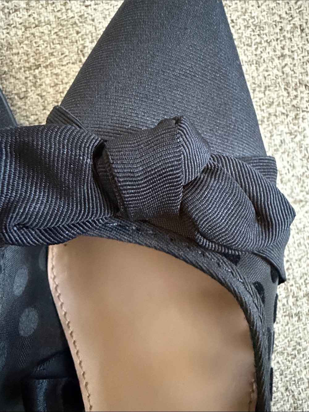 Who What Wear Black Polka Dot Mesh Bow Kitten Heel Mules Size 6.5 Pointed Toe - Picture 7 of 10